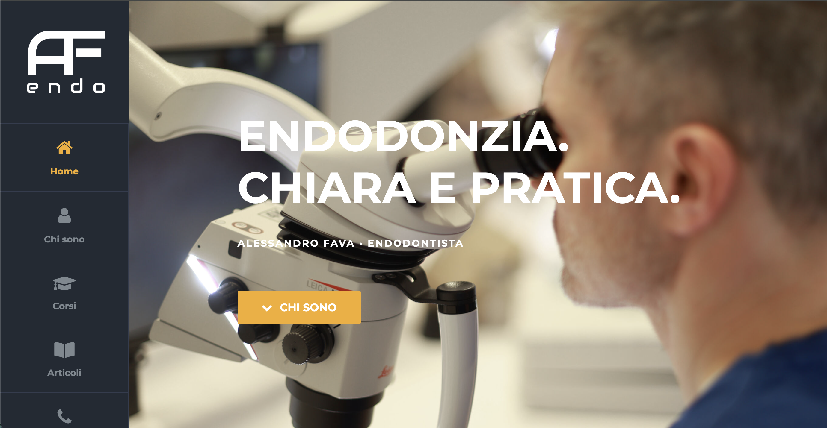Screenshot del sito alessandrofava.org per uno specialista in endodonzia